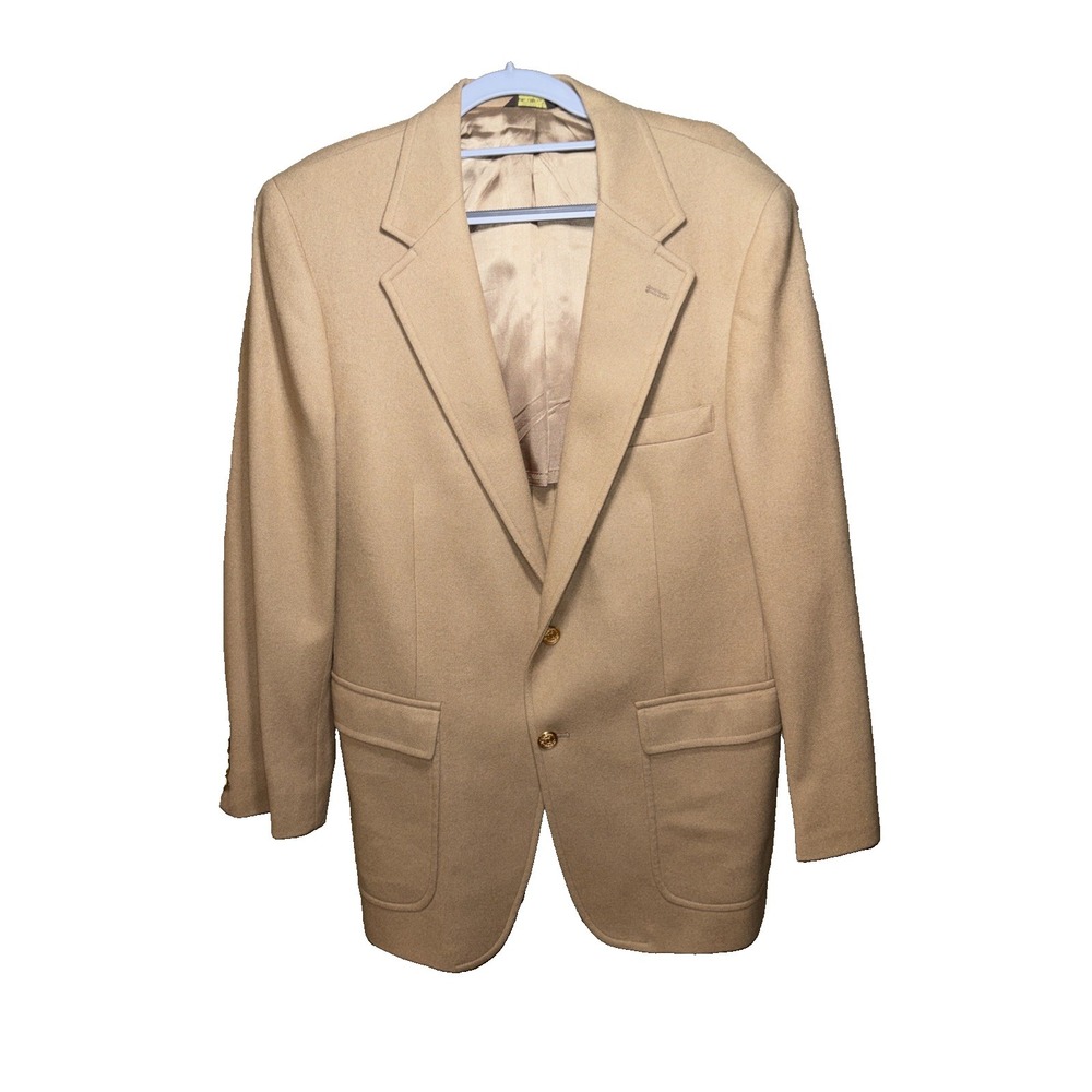 Botany 500 Camel Hair Blazer Mens 40S Tan Excellent Gold Buttons